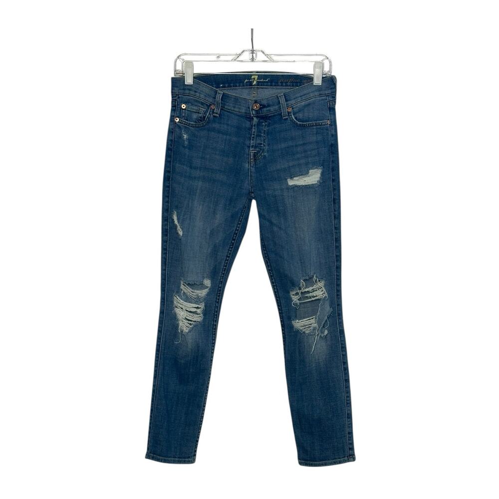 7 for all mankind Josefina skinny distressed boyfriend button fly jeans size 0